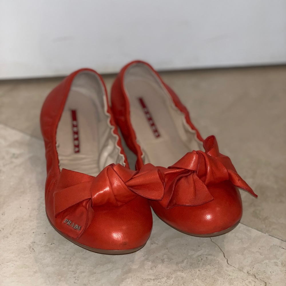 Prada Leather Bow Accented Flats - Picture 3 of 4
